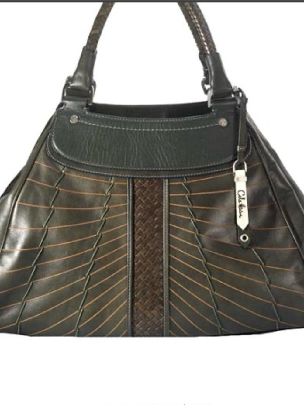 Y2k Cole Haan Chocolate Brown Shoulder Bag with Tan Piping BRAND NEW!
